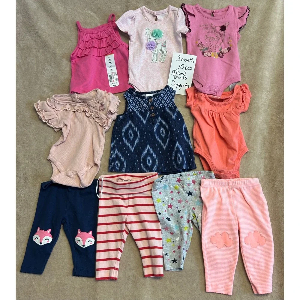105 Piece Baby Girl Clothing Lot 3 Month Carters Gerber Old Navy Mixed Separates